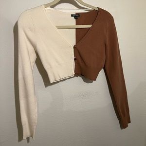 Two Toned Cropped Button Up Cardigan - Size S